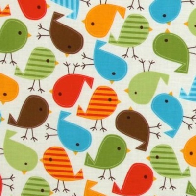 Тканина 100% бавовна - Весняні пташки яскраві, 45x55см