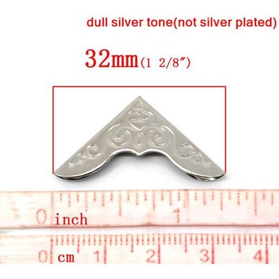 Металлические уголки для альбомов, 32х23 мм, цвет серебро, 4 шт.