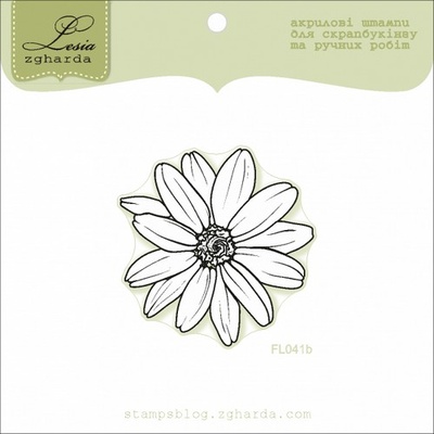 Акриловый штамп Lesia Zgharda FL041b Цветок большой контур, размер4,4x4,5 см