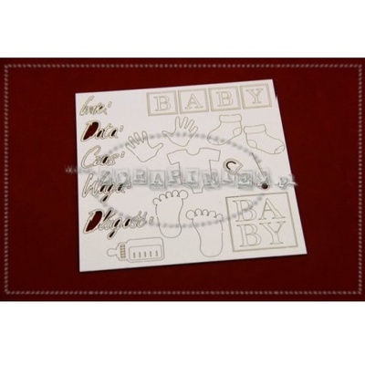 Чипборд Scrapiniec - Набор новорожденного, 19 штук