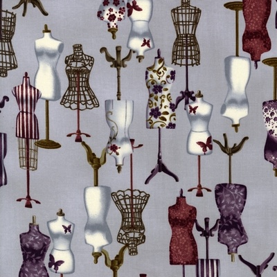 Тканина 100% бавовна - Манікени сірі на сірому, 45x55см