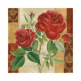 Серветка "Гілочка червоної троянди", розмір: 33x33 см, 1 шт