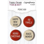 Скрап-фішки набір 4шт. Winter botanical diary 530, ТМ Фабрика Декору