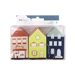 Набір гумових штампів від American Crafts у формі будиночок - Lovely Day Collection - Wood House Stamp Set