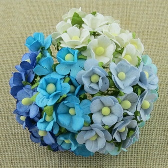 Набор цветочков  Sweetheart, микс голубых и белых оттенков, 15мм, 100 шт.