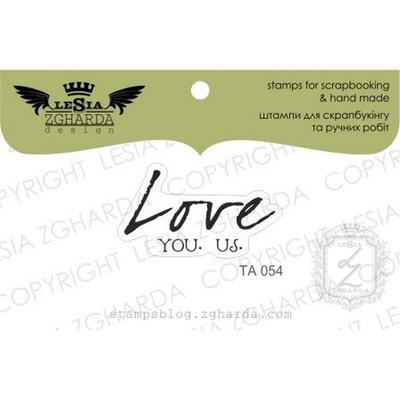 Акриловый штамп Lesia Zgharda TA054 Love you.us, размер 3,1x1,7 см