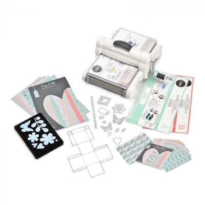 Машинка для вырубки и тиснения Sizzix Big Shot PLUS Machine White & Gray, бело-серая (с платформой и пластинами), стартовый набор