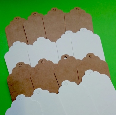 Набір фігурних міток, 8,5x4,4 см, 270г/м², колір на вибір: білий, крафт, 10 шт.