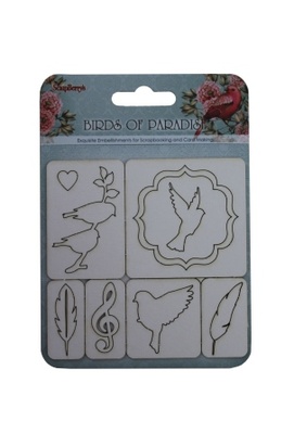 Набір вирубок з чіпборду №1 від ScrapBerryʼs - Райські птахи, 10x10смі