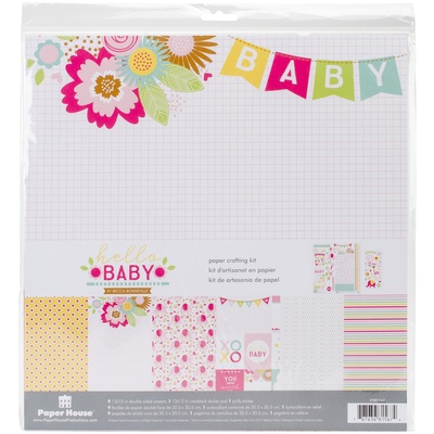 Набір скрап-паперу від Paper House - Paper House Paper Crafting Kit - Hello Baby Girl, 30x30 см