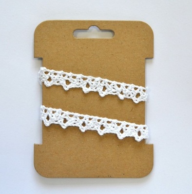 Мереживна стрічка бавовняна від ScrapBerryʼs, біла. Розміри: 1,5см х 2м