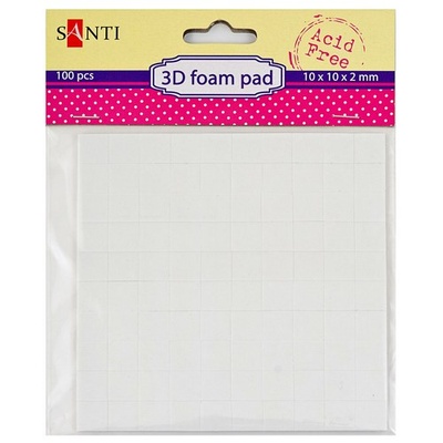 Двухсторонние объемные клеевые квадратики, 10*10мм, 100 шт. в упаковке, ТМ Santi