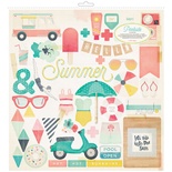 Висічки з чіпборду від Crate Paper - Poolside Collection - 30x30 см, 53шт.