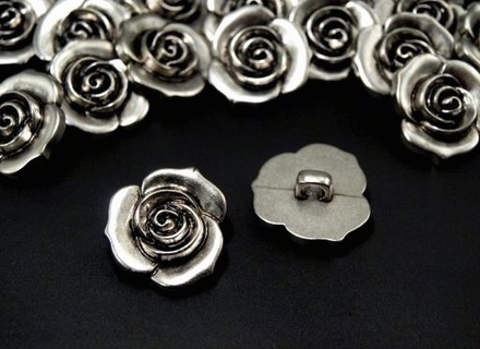 Пуговица "Роза" , размер 20,32, цвет серебристый, 1 шт.