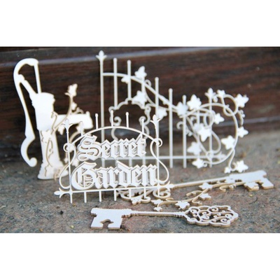 Чипборд Scrapiniec - Secret Garden - Надпись и декор