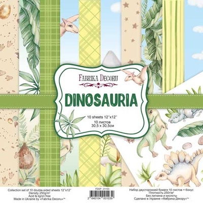 Набір скрап-паперу Dinosauria 30,5x30,5см 10 аркушів, ТМ Фабрика Декору