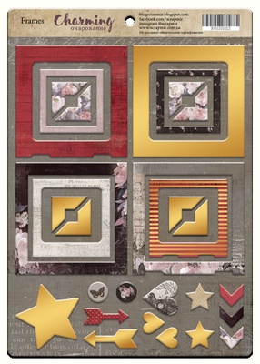 Рамки з чіпборду з фольгуванням (золото) для скрапбукінгу від Scrapmir - Charming (Чарівність), 30 шт.