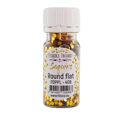 Паєтки круглі пласкі, золоті 406, ТМ Фабрика Декору
