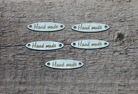 Деревʼяні бірки Hand Made, овальні, 28x7 мм, 5шт.