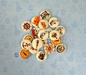 Деревʼяні страховки "Морські пригоди", 1,5см, 20 шт.