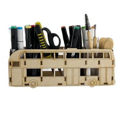 Заготовка ТМ Фабрика Декору - Дерев’яний органайзер для письмових засобів Автобус