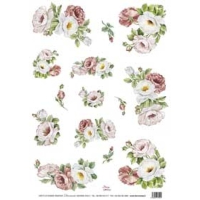 Папір для декупажу "Півонії", розмір: 35x50 см