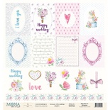 Аркуш двостороннього скрап-паперу від Mona Design - Cards1 - Chic wedding, 30x30см