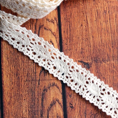 Мереживо Вишукане, бавовняне, колір бежевий, ширина 17 мм, 90 см