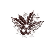 Акриловий штамп Christmas Stamp SR030 Гостролист, розмір 3,1х2,5см