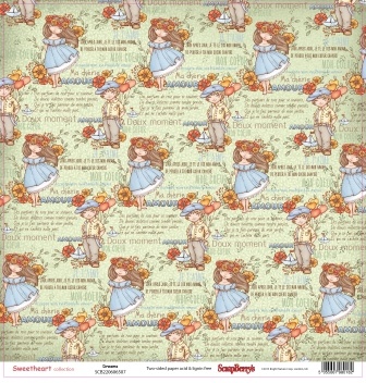 Папір для скрапбукінгу двосторонній від ScrapBerryʼs - хлопчик і дівчинка - Мрії, 30,5x30,5 см, 190 г/м²
