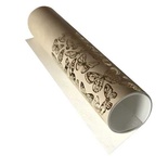 Відріз екошкіри з тисненням золотою фольгою Golden Butterflies Beige 50x25см, ТМ Фабрика Декору