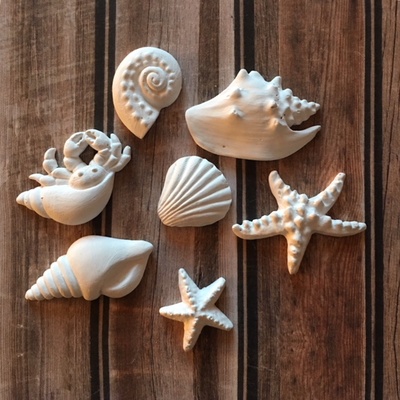 Набір гіпсових прикрас "Морські жителі" білий від Е.В.A., 7 шт.