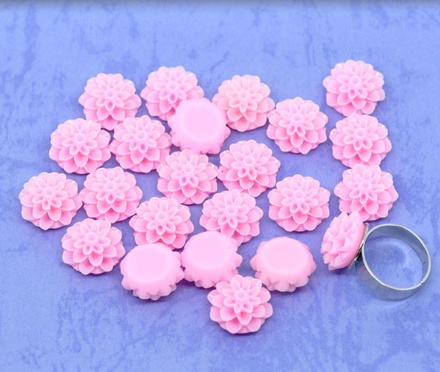 Кабашон "Квітка", колір рожевий, розмір 16x8 мм, 1 шт.