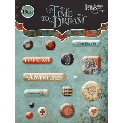 Епоксидні наліпки Time to Dream(eng) від Scrapmir, 16 шт
