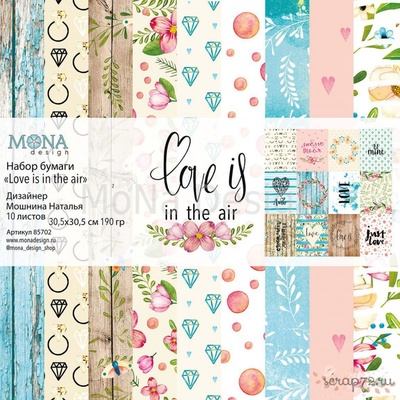 Набір паперу для скрапбукінгу з Mona Design - Love is in the air, 10 аркушів+смужка карток, арт 85702