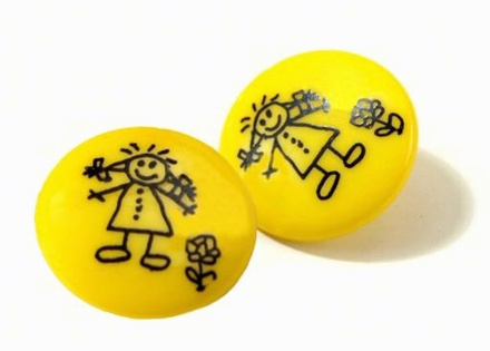 Ґудзик "Дівчинка" розмір 13,97 мм, колір жовтий, 1 шт.