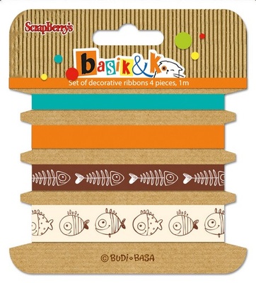 Набор декоративных лент от Scrapberry's - Басик, 4шт по 1м
