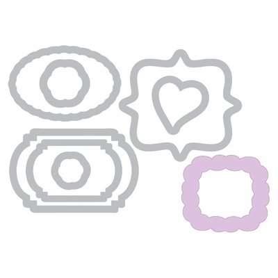 Ніж для вирубки і штампи від Sizzix - Framelits Die Set 8PK w/Stamps - Birthday & Frames