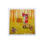 Картинки на льоні - Парочка в лісі, арт.0141 - L, 20x20см