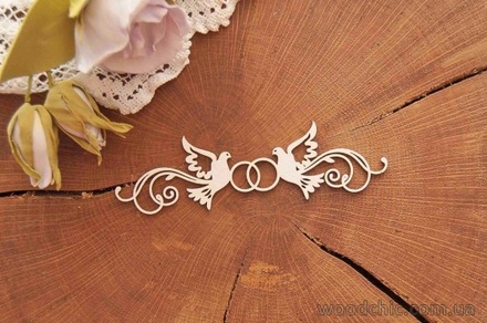 Чипборд от WOODchic - Подвеска свадебная "Голуби"