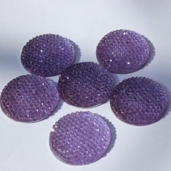Кабошон со стразами, цвет сиреневый, 24х6мм, 1 шт.