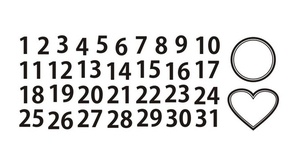 Акриловый штам  N025 Цифры 1-31, размер 6,7х2,4 см