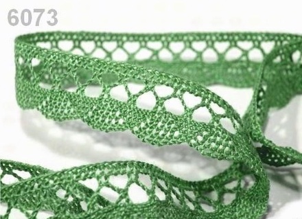Мереживо бавовняне, колір темно - зелений, ширина 18мм, 90см