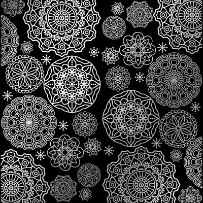 Аркуш одностороннього паперу зі срібним тисненням, дизайн Silver Napkins Black, 30,5см х 30,5см, ТМ Фабрика Декору