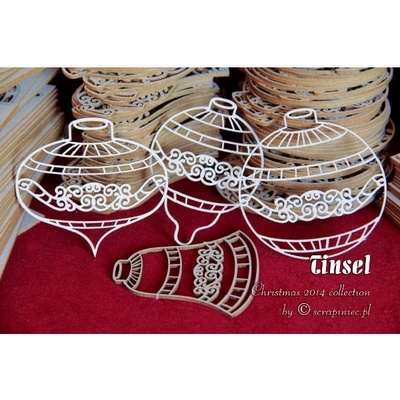 Чипборд Scrapiniec - Новорічний набір Tinsel, 5шт.ук