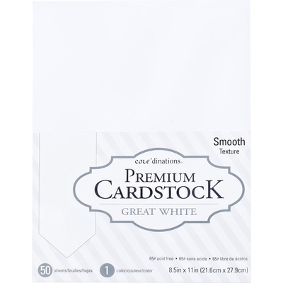 Набір кардстоку DCWV Core'dinations Value Pack Smooth Cardstock, Great White, 21.6х27.9 см, 50 аркушів, білий