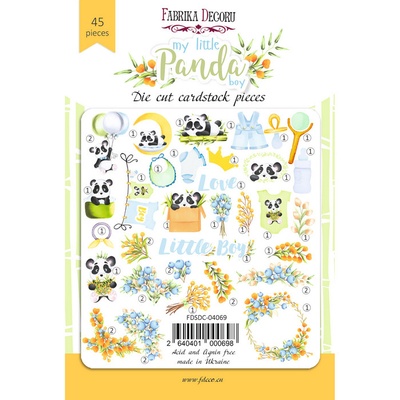 Набір висічок для скрапбукінгу, колекція My little panda boy 45шт., ТМ Фабрика Декору