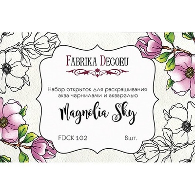 Набір листівок для розмальовування аква чорнилом, аквареллю Magnolia sky, ТМ Фабрика Декору
