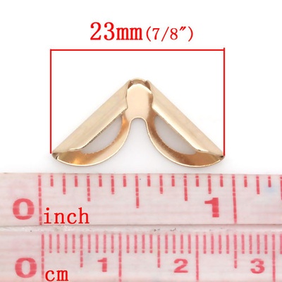 Металлические уголки для альбомов, 23х16 мм, цвет розовое золото, 4 шт.