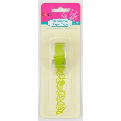 Стрічка самоклейна паперова Пташки зелена, 2 м, ТМ Santi